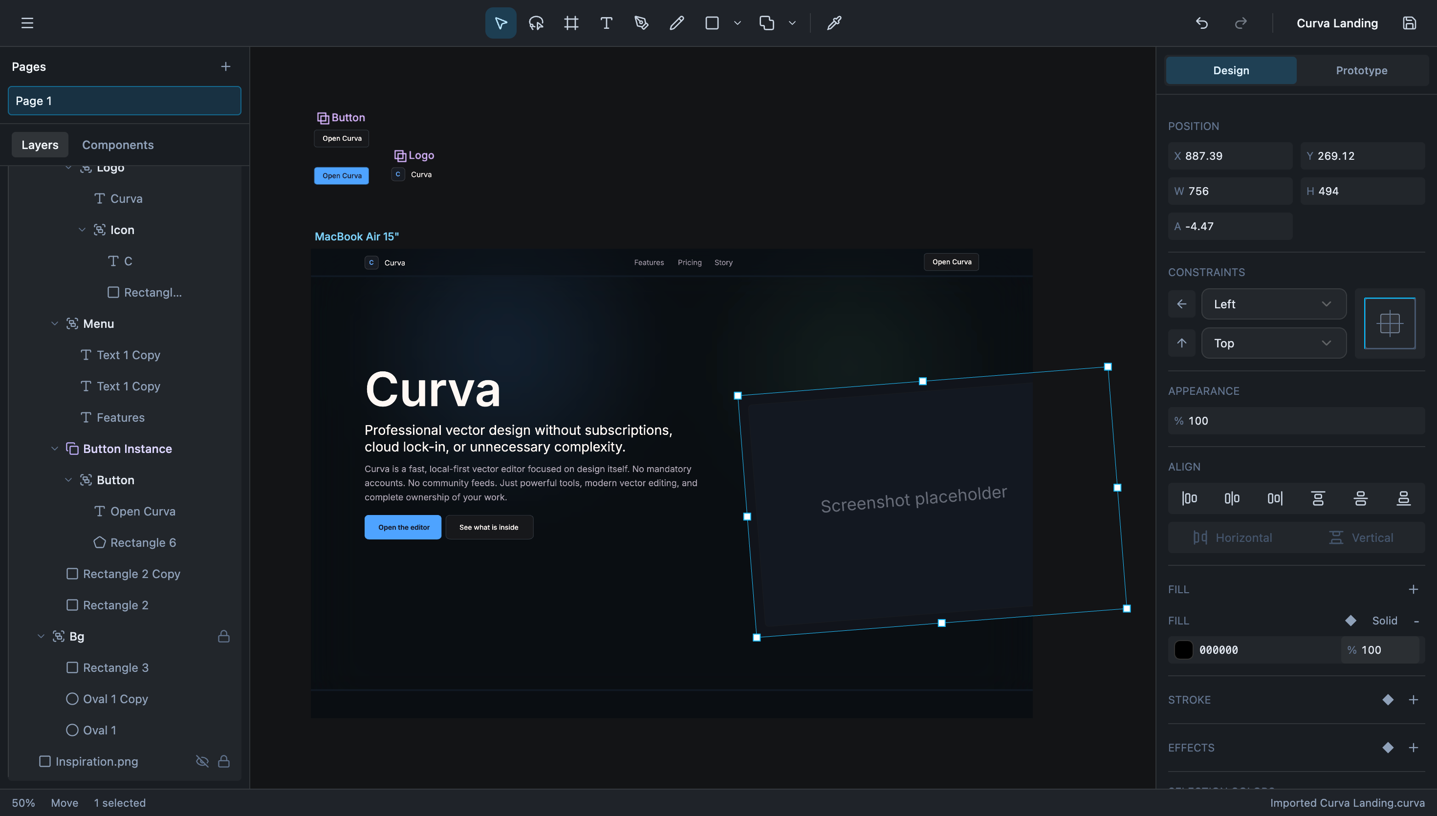 Curva editor canvas